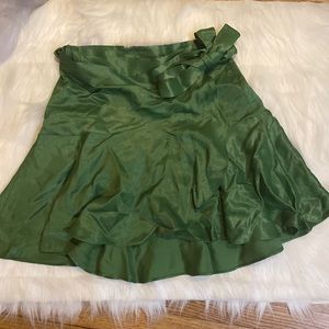 NWT green Zara wrap satin skirt size XS